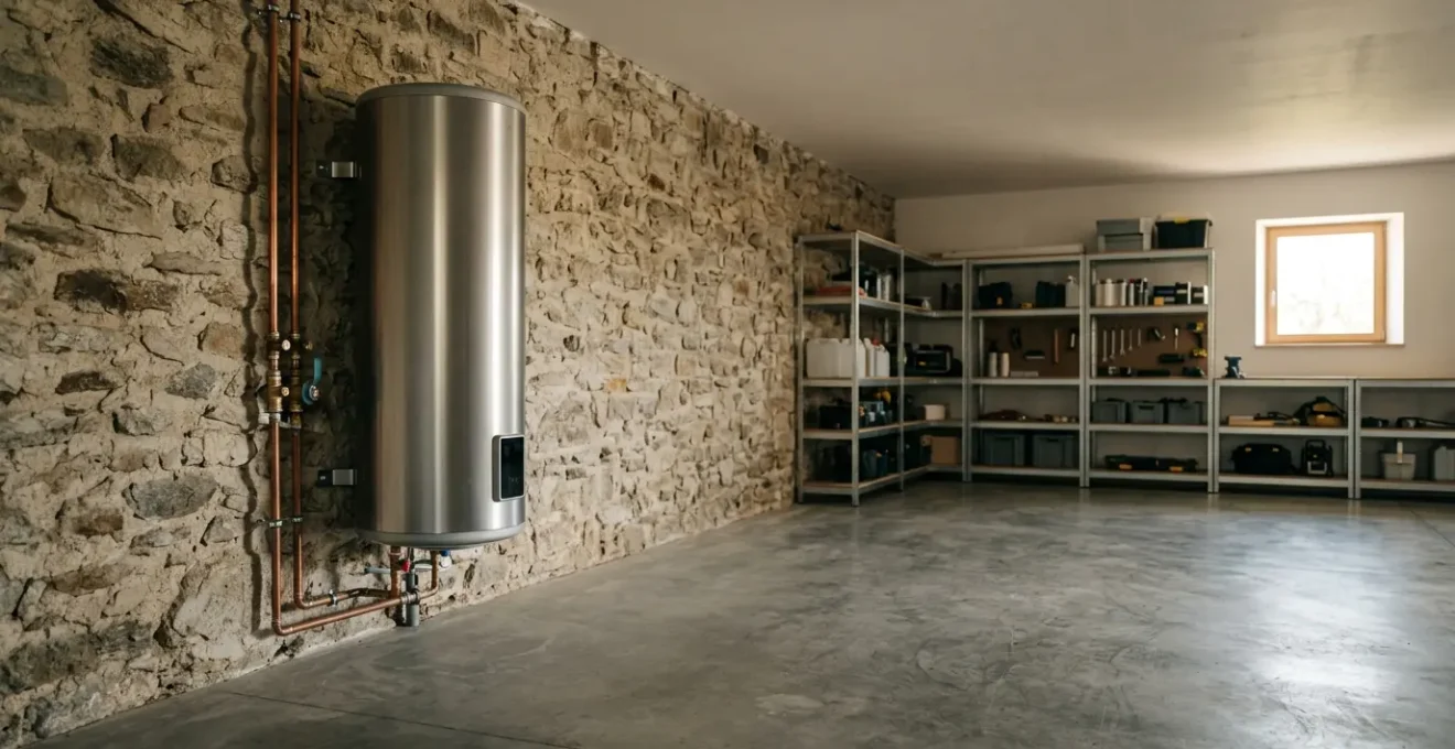Installation d'un chauffe-eau thermodynamique dans un garage moderne avec espace optimisé
