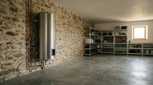 Installation d'un chauffe-eau thermodynamique dans un garage moderne avec espace optimisé