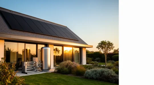 Vue d'ensemble d'une maison moderne intégrant des technologies énergétiques avancées