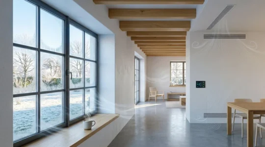 Comparaison visuelle des systèmes VMC Hygro A et Hygro B dans une maison moderne française