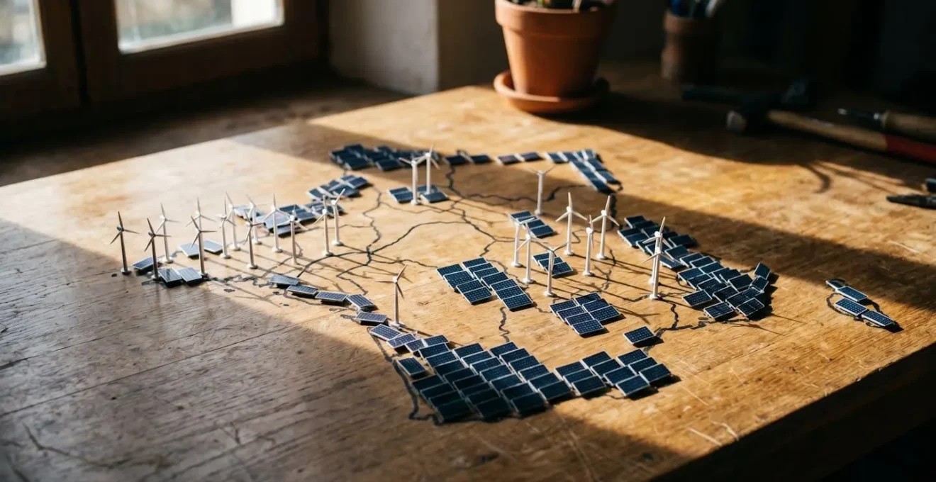 Carte visuelle de la France montrant les zones de production d'énergies renouvelables