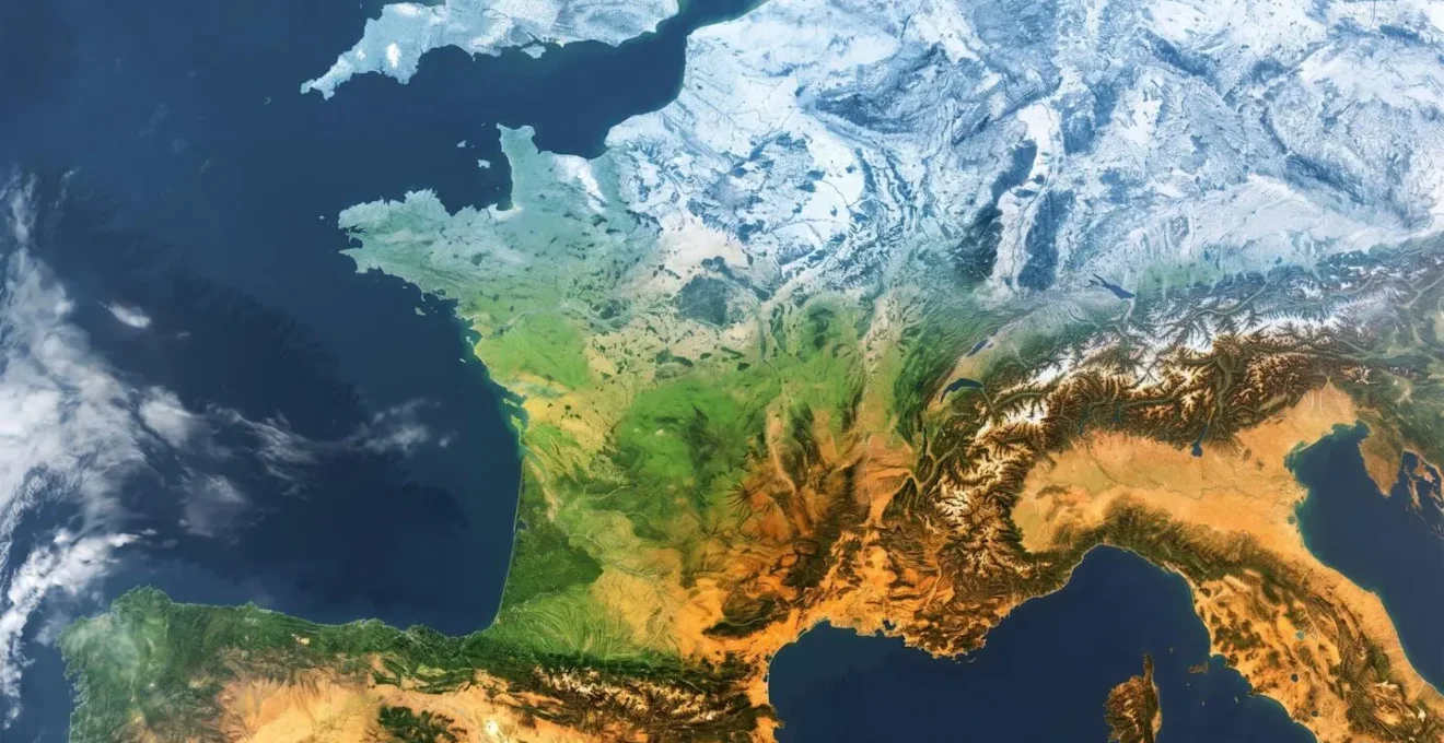 Carte de France montrant les trois zones climatiques avec gradient de couleurs
