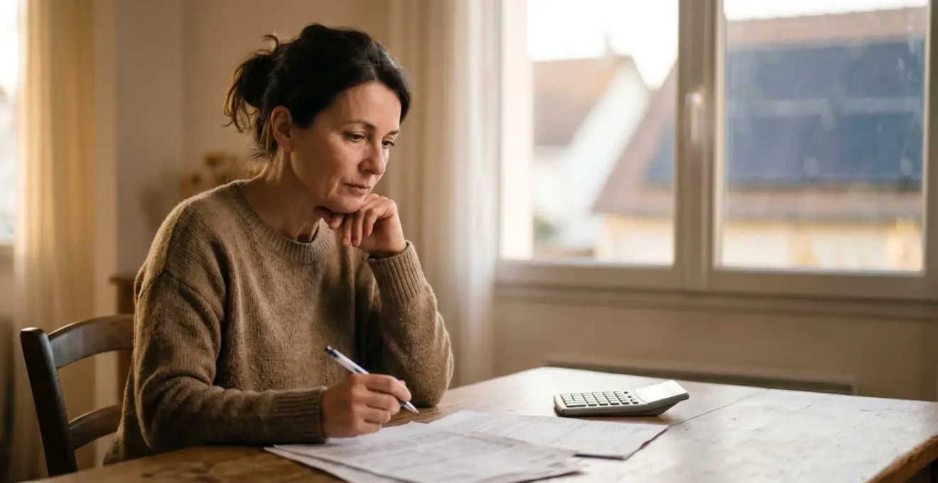 Balance symbolique comparant différentes options de vente d'électricité solaire, tenue par une personne réfléchissant