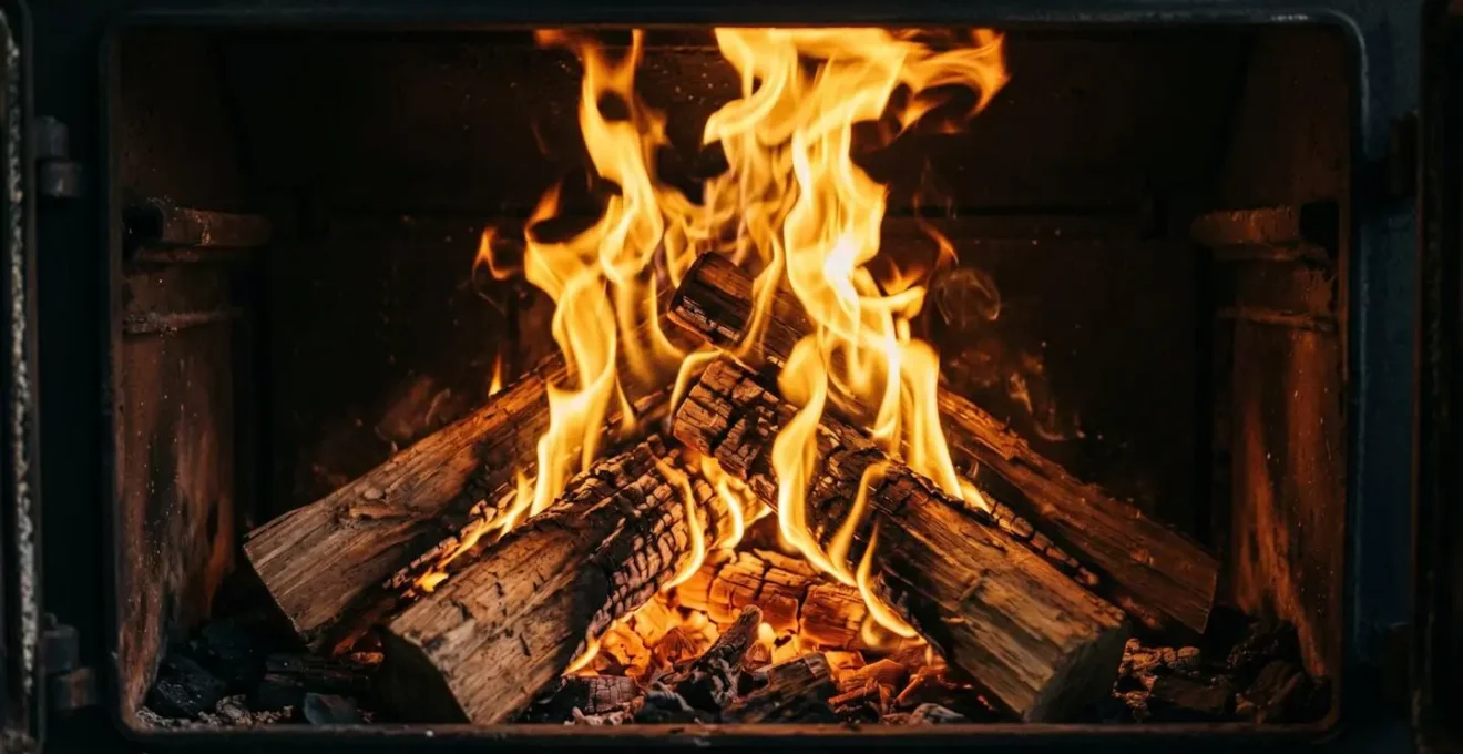 Flammes jaunes vives dans un insert montrant une combustion optimale