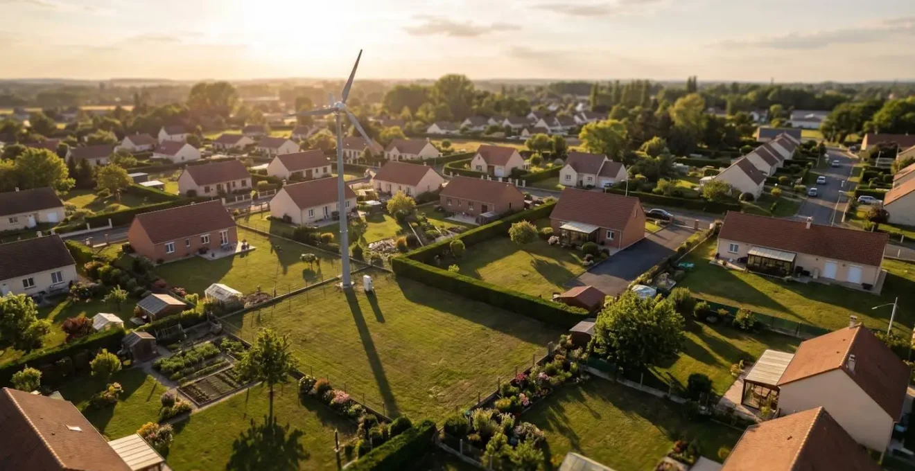 Simulation des ombres portées d'une éolienne domestique sur les propriétés voisines à différents moments de la journée